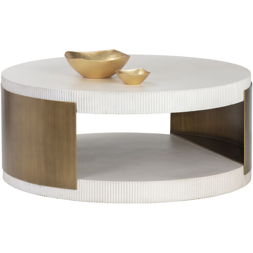 Cavette 38 X 16 inch White / Antique Brass Outdoor Coffee Table